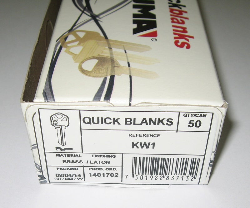 JMA KW1 Brass Key Blanks Box 50 - Image 2